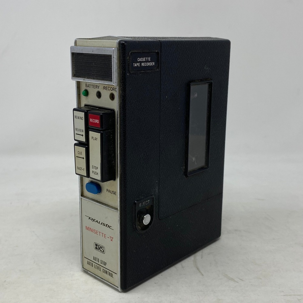 Realistic Minisette-V Portable Cassette Tape Recorder Vintage Black For Parts